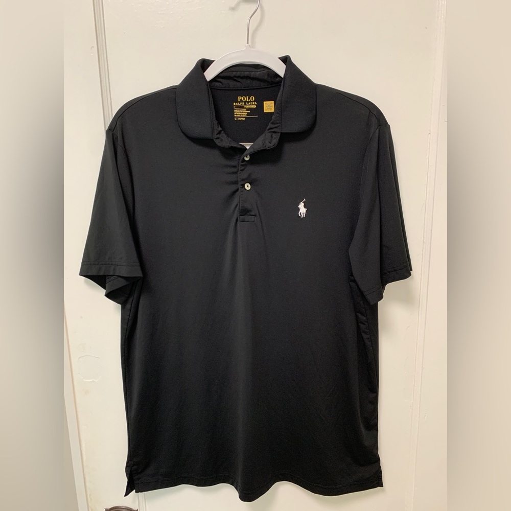 Sleek Black Ralph Lauren Performance Polo - Men's Size Medium